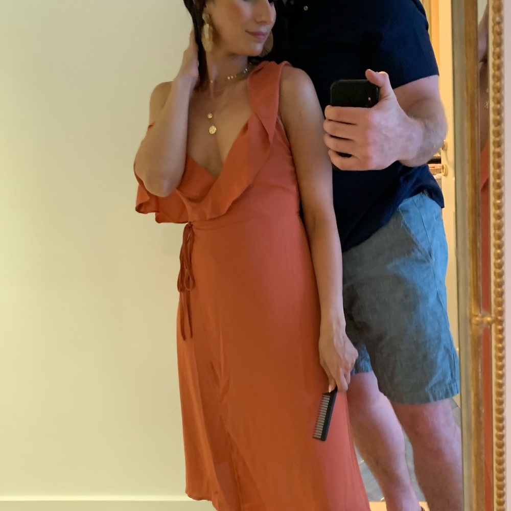 Forever 21 Contemporary Orange Wrap Dress